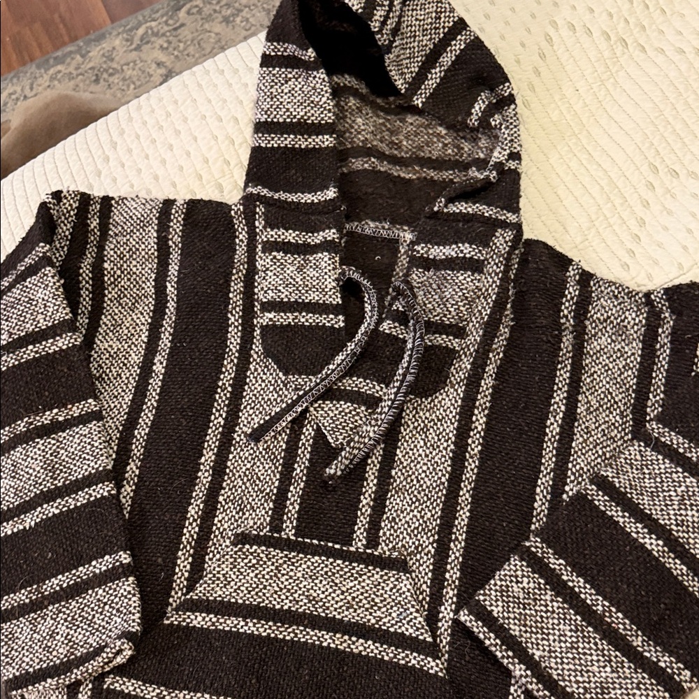 Men's Black and Gray Striped Sweater